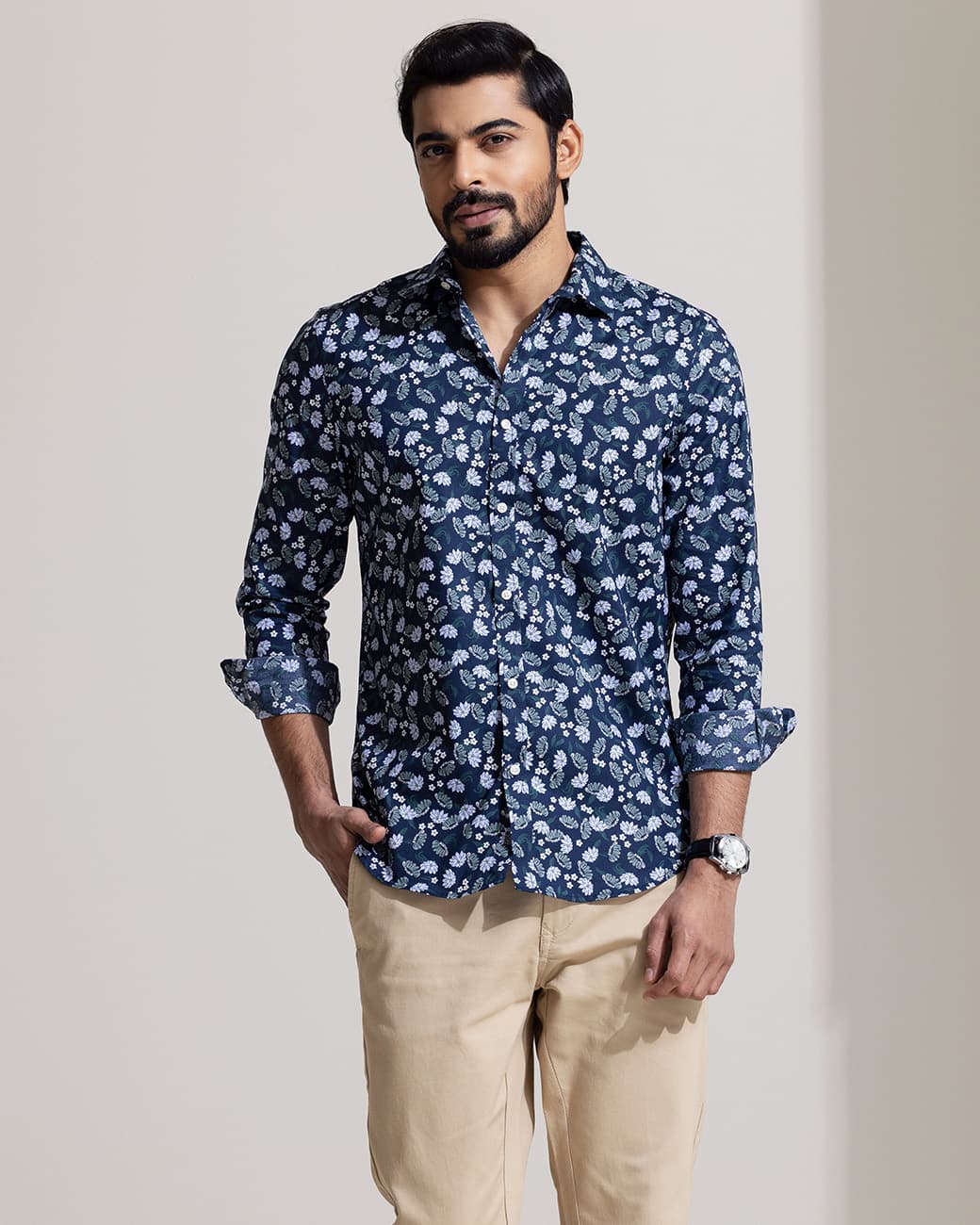 MENS CASUAL SHIRT (printed_navy)