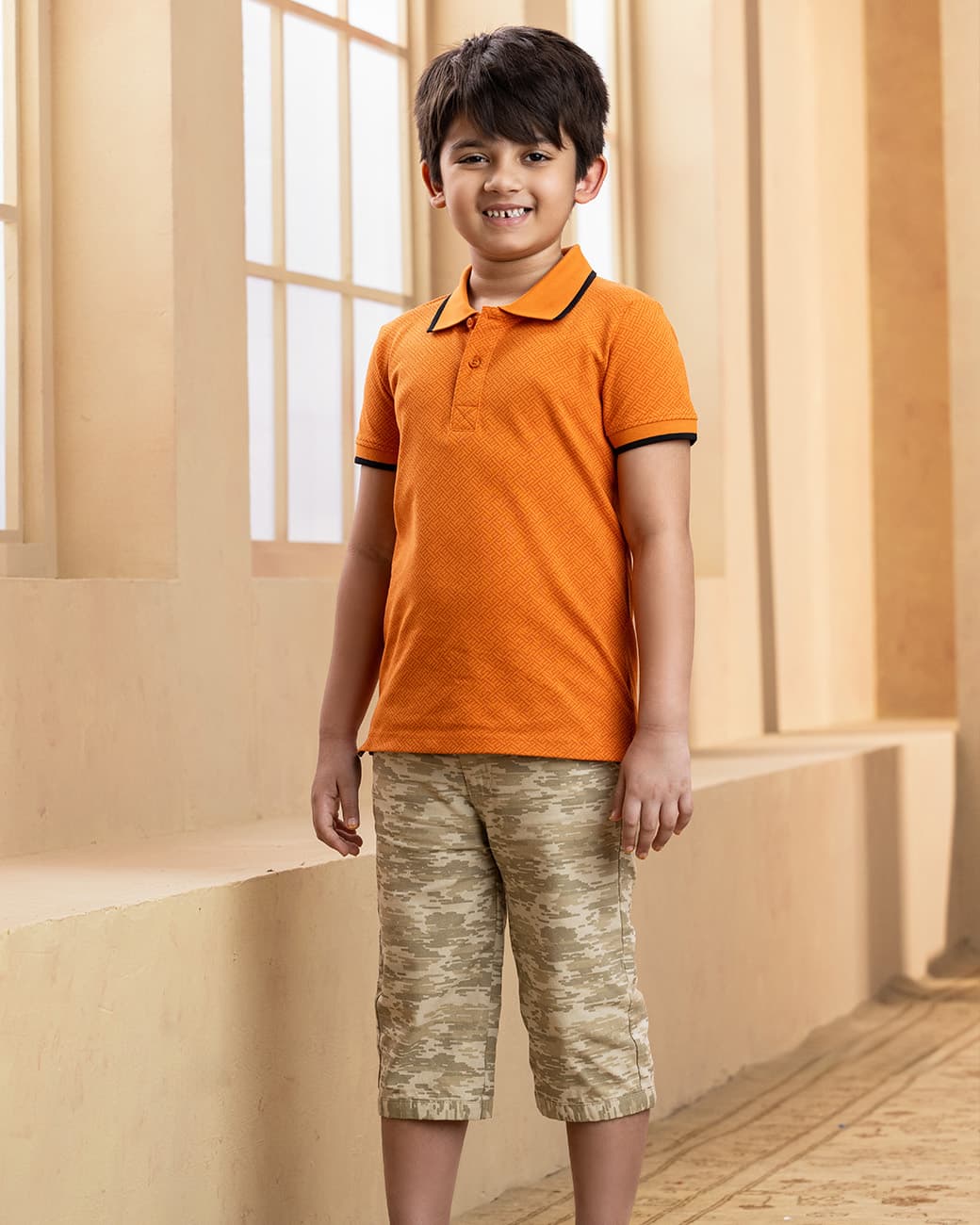 BOYS POLO SHIRT (tomato_cream)