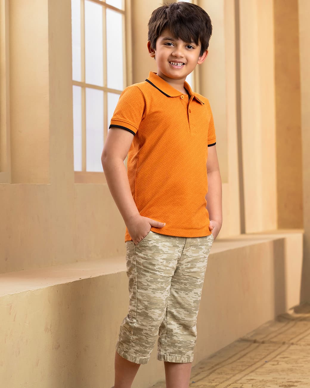 BOYS POLO SHIRT (tomato_cream)