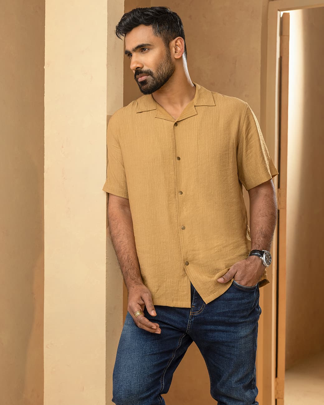MENS HALF SHIRT (beige)