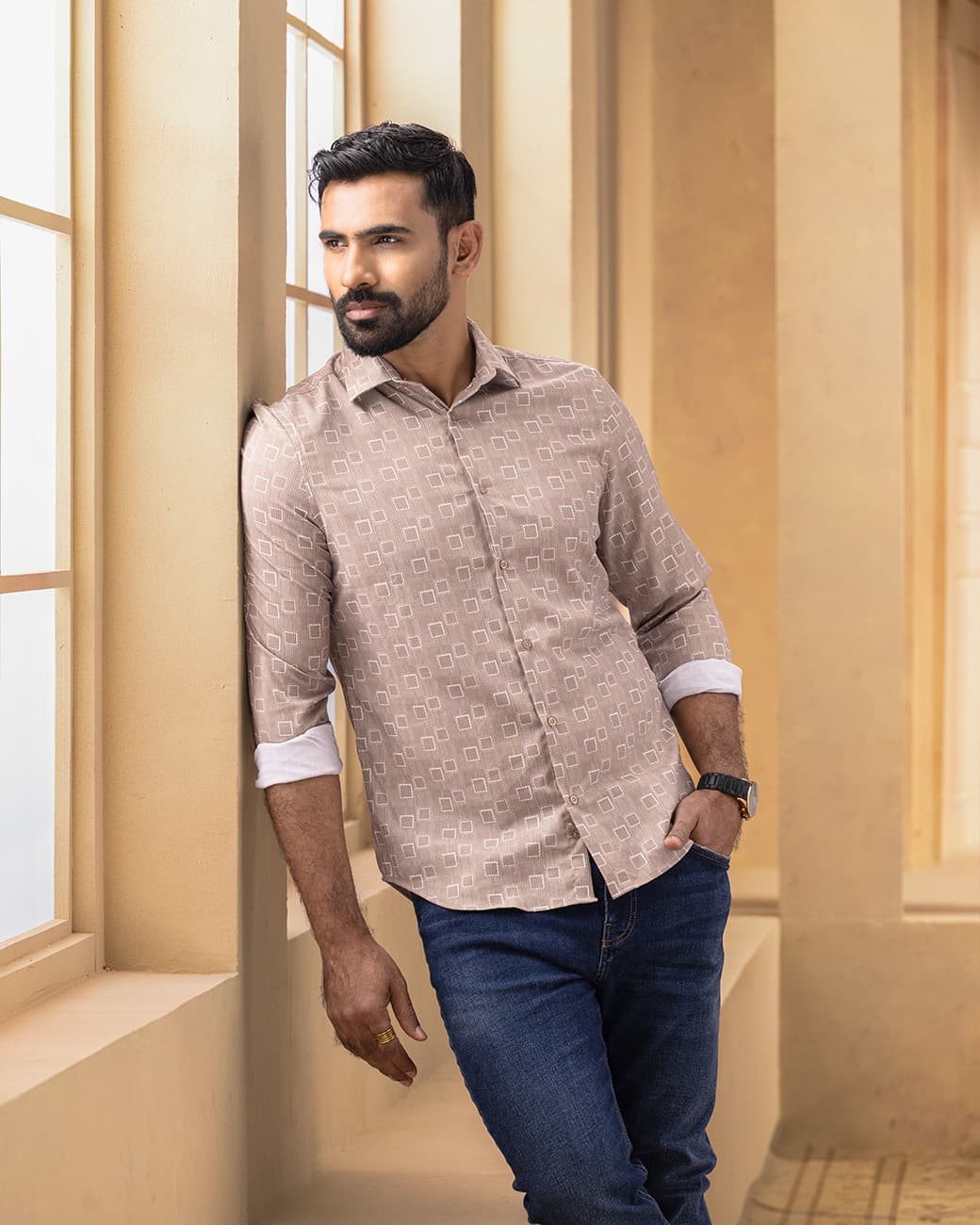 MENS CASUAL SHIRT (brown)