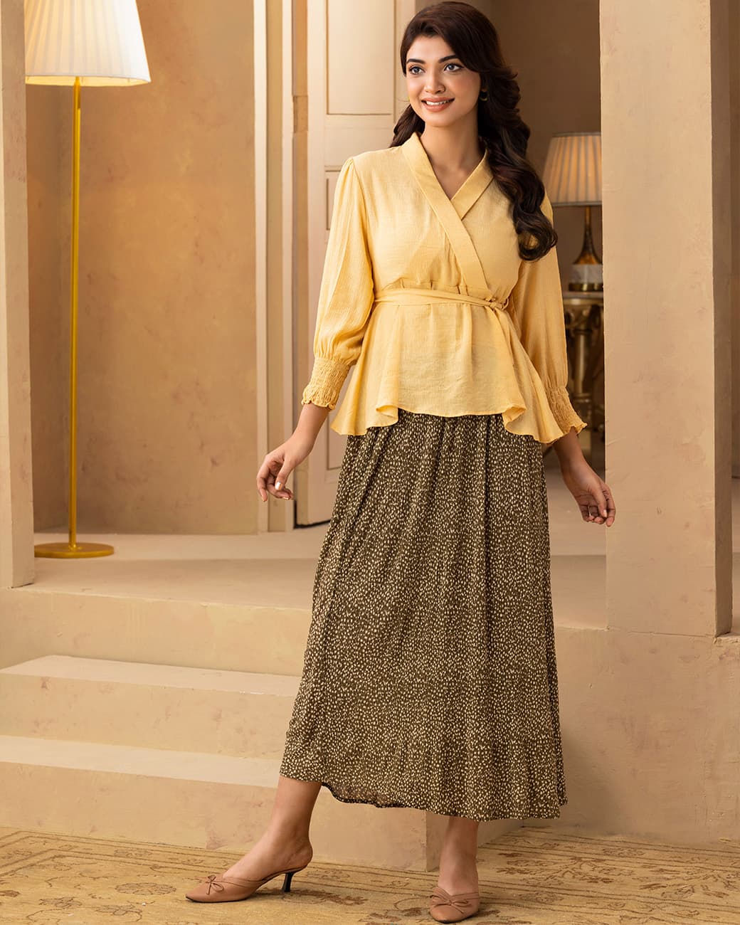 WOMENS SKIRT TOP SET (yellow)