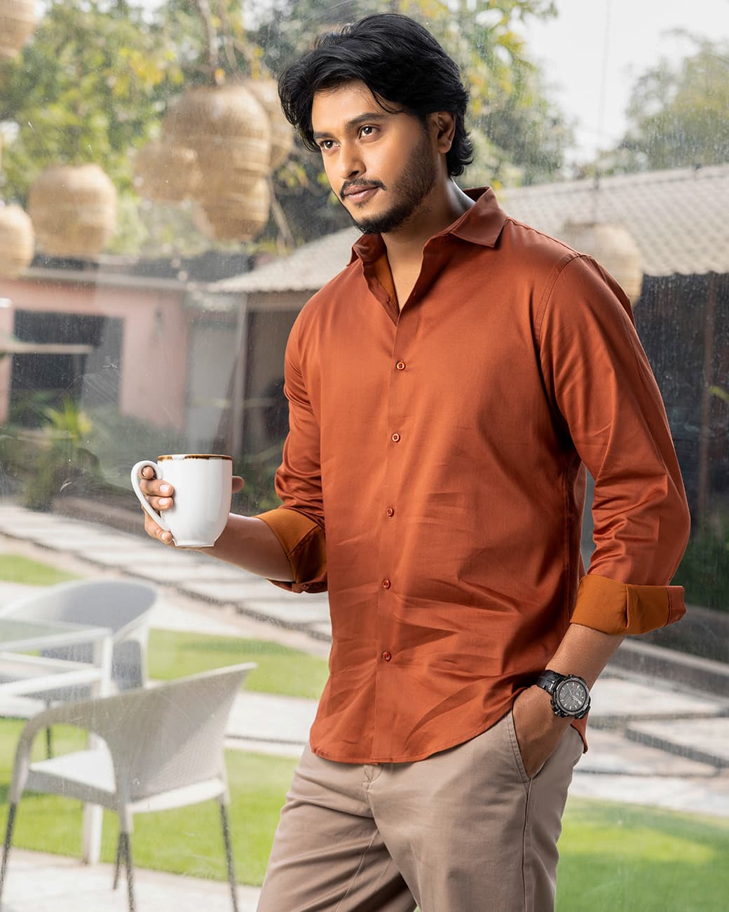 MENS CASUAL SHIRT (brick)