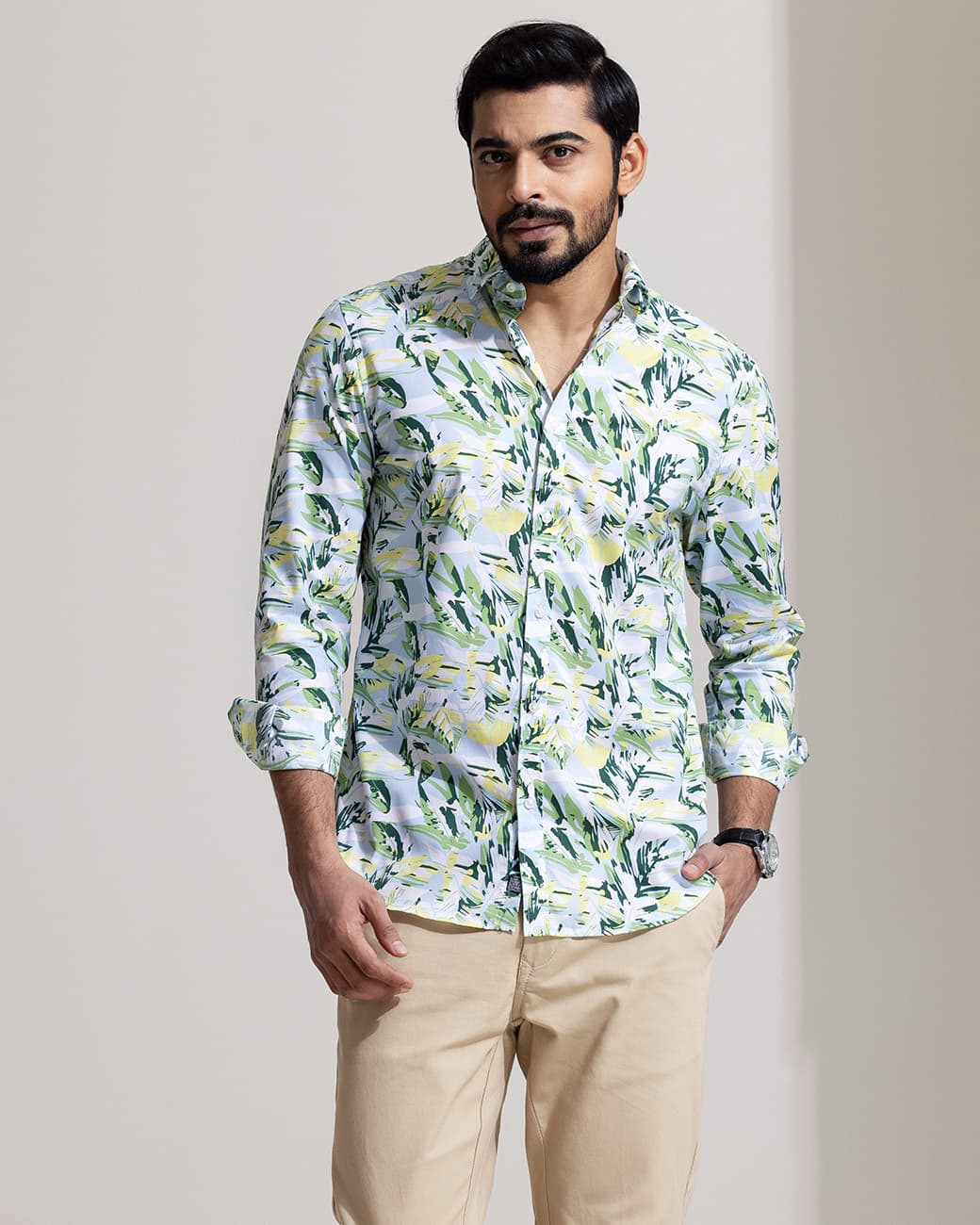 MENS CASUAL SHIRT (printed_green)
