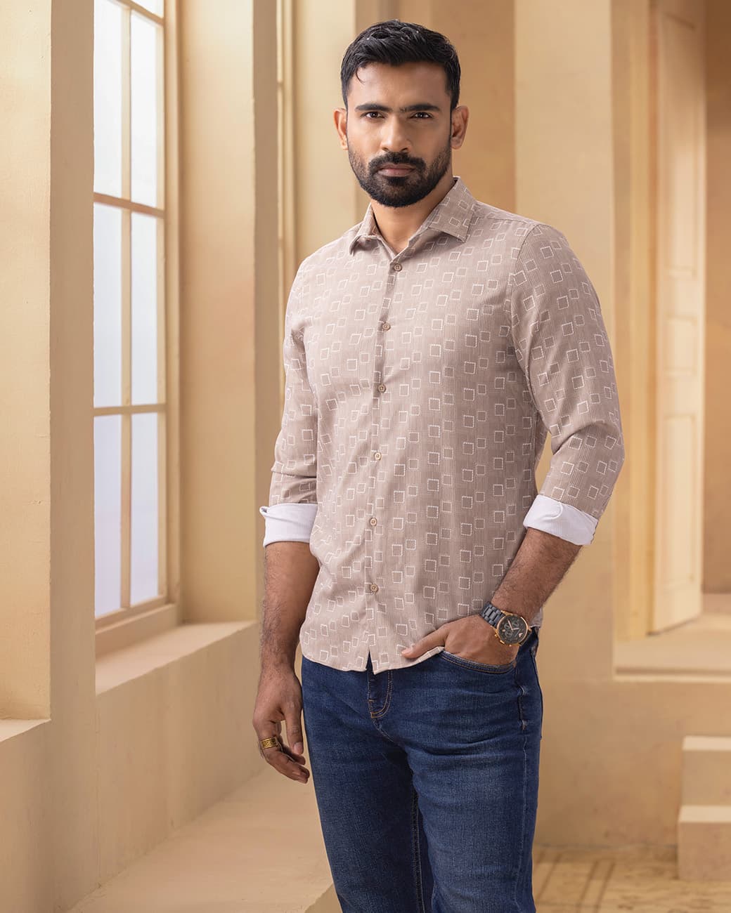 MENS CASUAL SHIRT (brown)