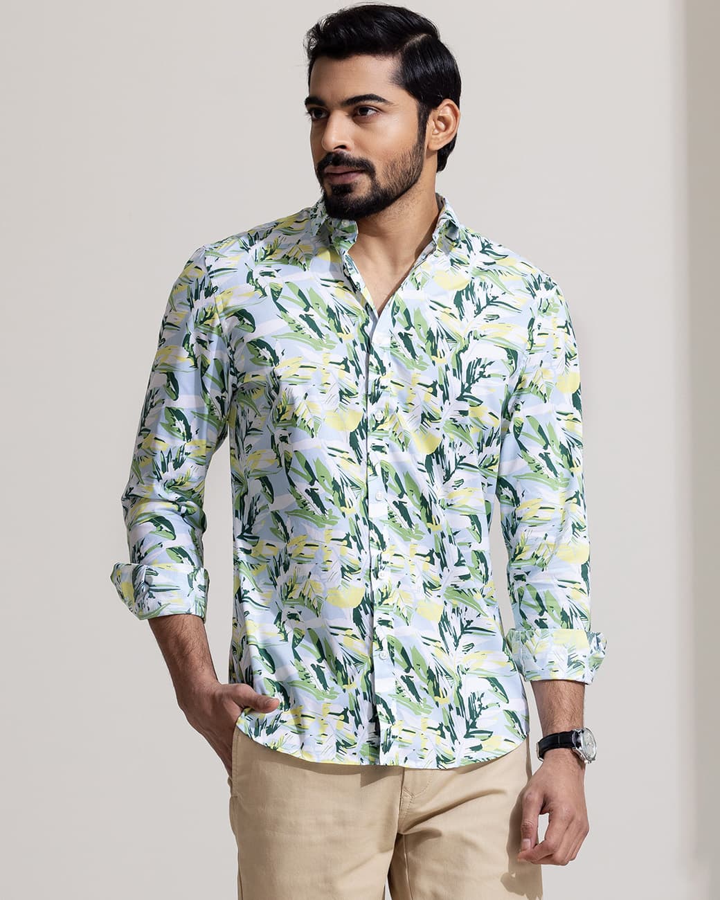 MENS CASUAL SHIRT (printed_green)