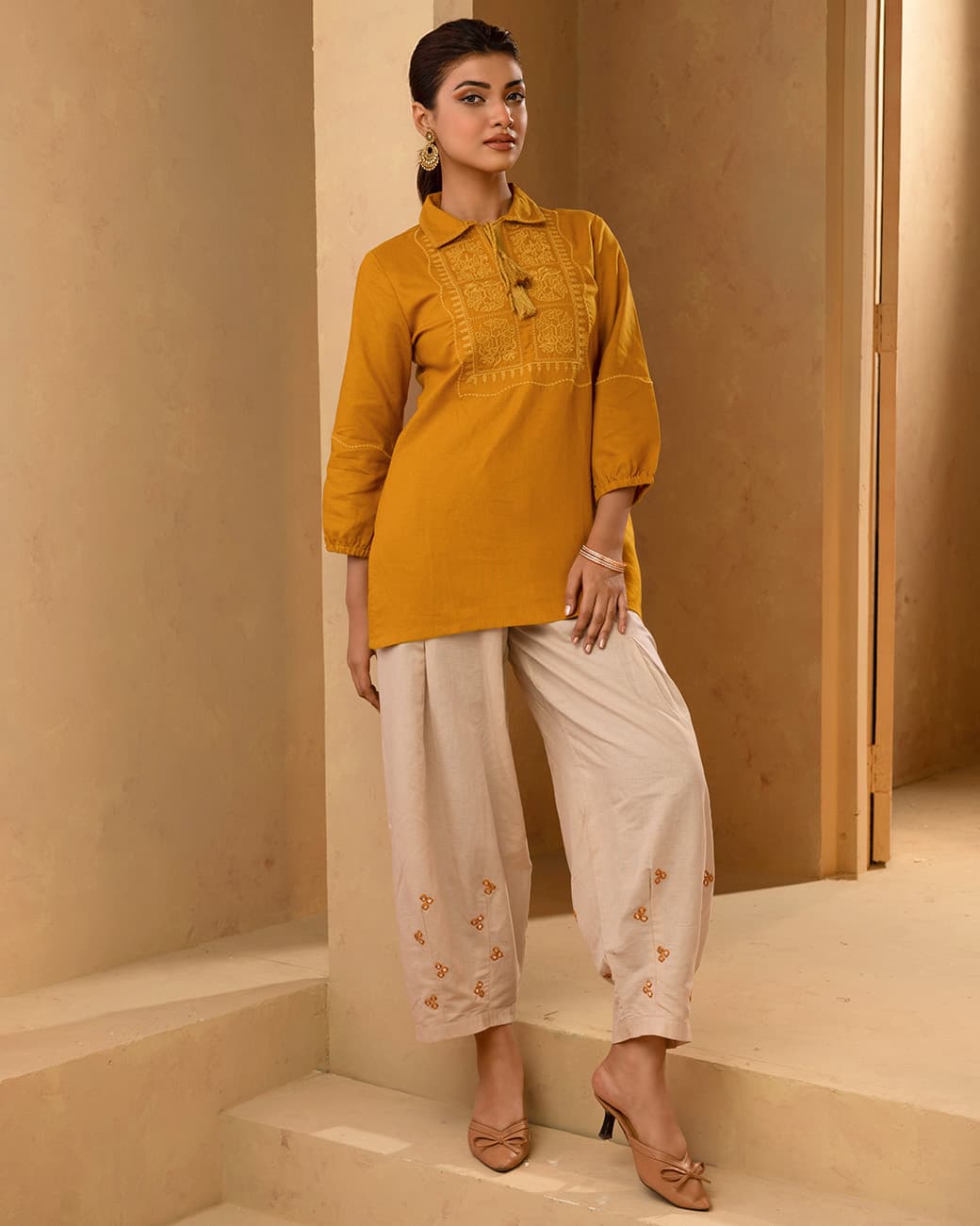 WOMENS 2PCS SET (mustard)