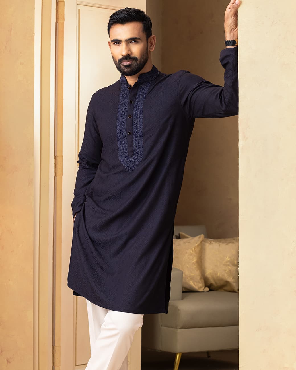 MENS PREMIUM PANJABI (navy_blue)
